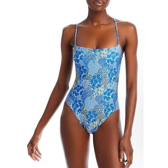 NEW Peixoto Revolve Womens One Piece Swimsuit size L Blue Floral - Picture 1 of 10